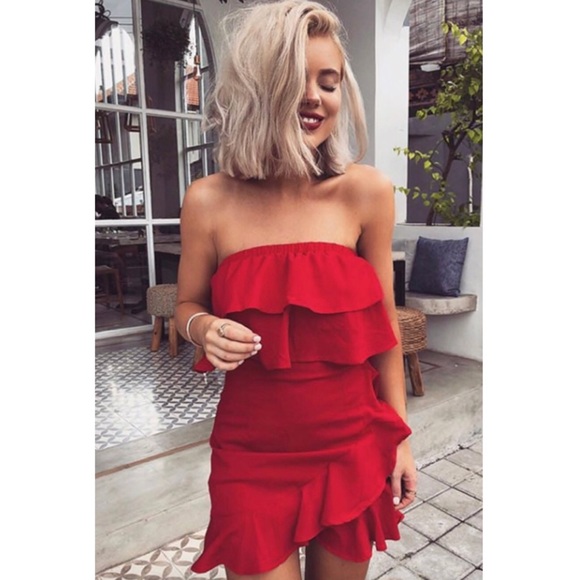 • H P • 5🌟 Runaway Strapless Mini Dress - Red - Picture 7 of 7